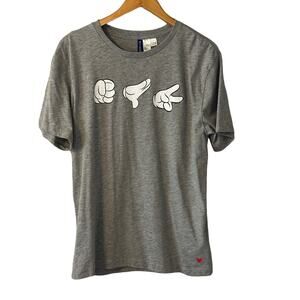 Disney Mickey Mouse Rock Paper Scissors Gray Tshirt Mens size Medium